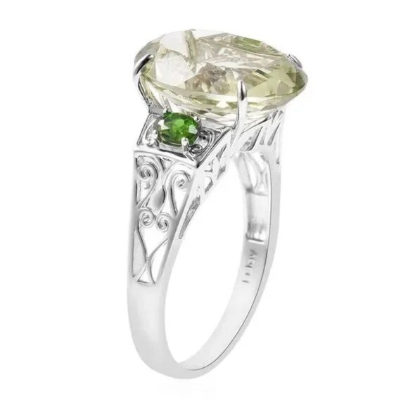 Russian Diopside Prasiolite Ring in Sterling Silver 8.50 ctw Size 7 - Picture 5 of 7